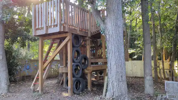 The treehouse in the play yard